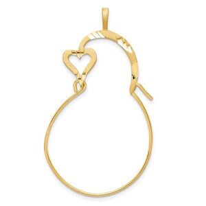 Million Charms 10k Yellow Gold Small Heart Charm Holder Genuine Gold